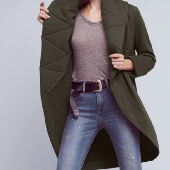 Anthropologie🌷Army Green Sweater Coat S/M - Picture 4 of 10
